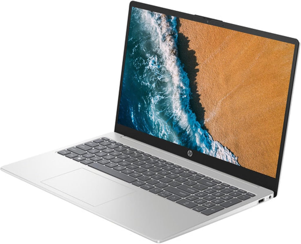 HP 15.6' Portable Laptop, HD Display, Intel Quad-Core N200 Processor, 16GB RAM, 128GB Storage, Wi-Fi 6, Webcam, HDMI, Numeric Keypad, Windows 11 Home, Silver (Renewed)
