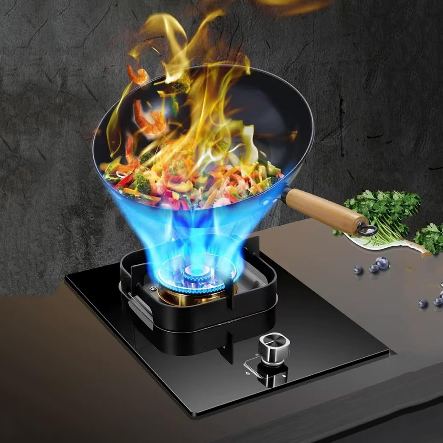Gas Cooker,Single-Burner 5.2kW Tabletop Gas Stove,Built-in LPG/NG Cooker,for Family Restaurants Food Stalls(NG)