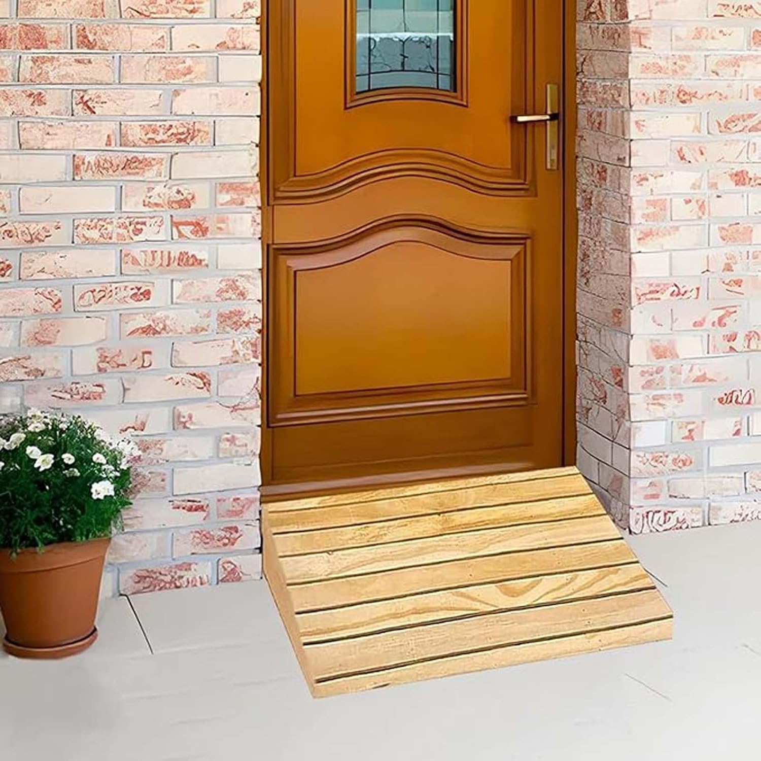 Rise Doorway Ramp 35.4x13x4in, Outdoor Curb Ramp, Portable Wooden Doorway Ramp, Portable Mobile Threshold Rise Ramps, Easily Carried, for Home/Garden Step/Sheds Doors