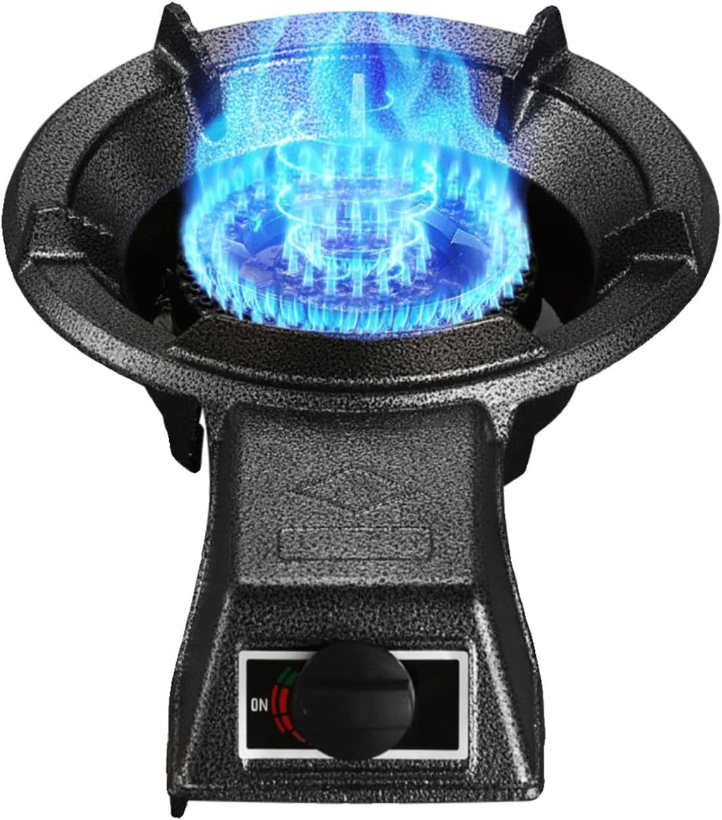 Gas Stove Single Burner,Kitchen Countertop Stove 7KW Gas Stove,Household Liquefied Gas Stove,Black Cast Iron Pot Rack,Energy Saving and Gas Saving
