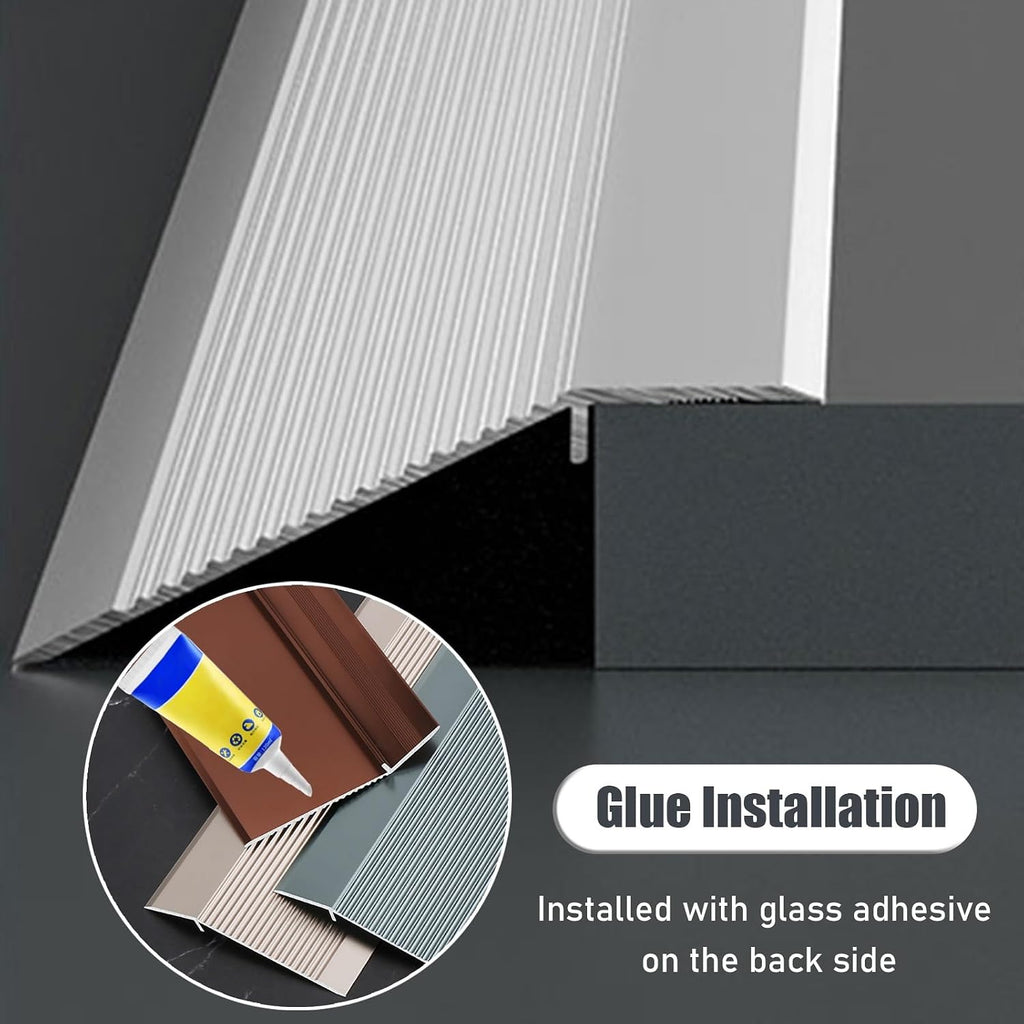 4inch Wide Floor Transition Strip Threshold Ramps for Doorways, Fluted Aluminum Reducer, Flooring Edge Trim, Wood To Tile, Vinyl To Laminate, Carpet To Tile ( Color : Silver , Size : 140cm/55.1in/4.6f