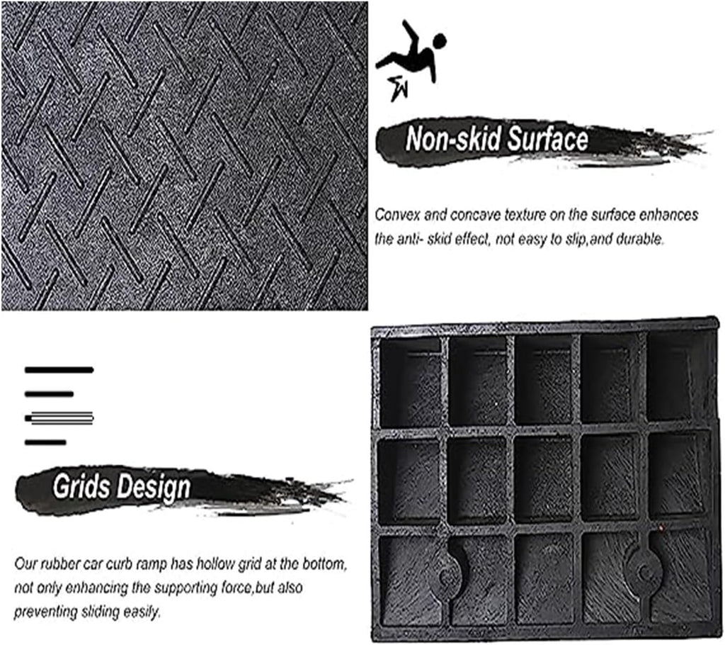 Car Curb Ramps for Driveway, Rubber Threshold Ramp 5 Inch Rise, Wheelchair Transition Ramp, Patio Door/Garden Steps/Yard/Garage/Front Door Ramp (Color : Black, Size : 100x2