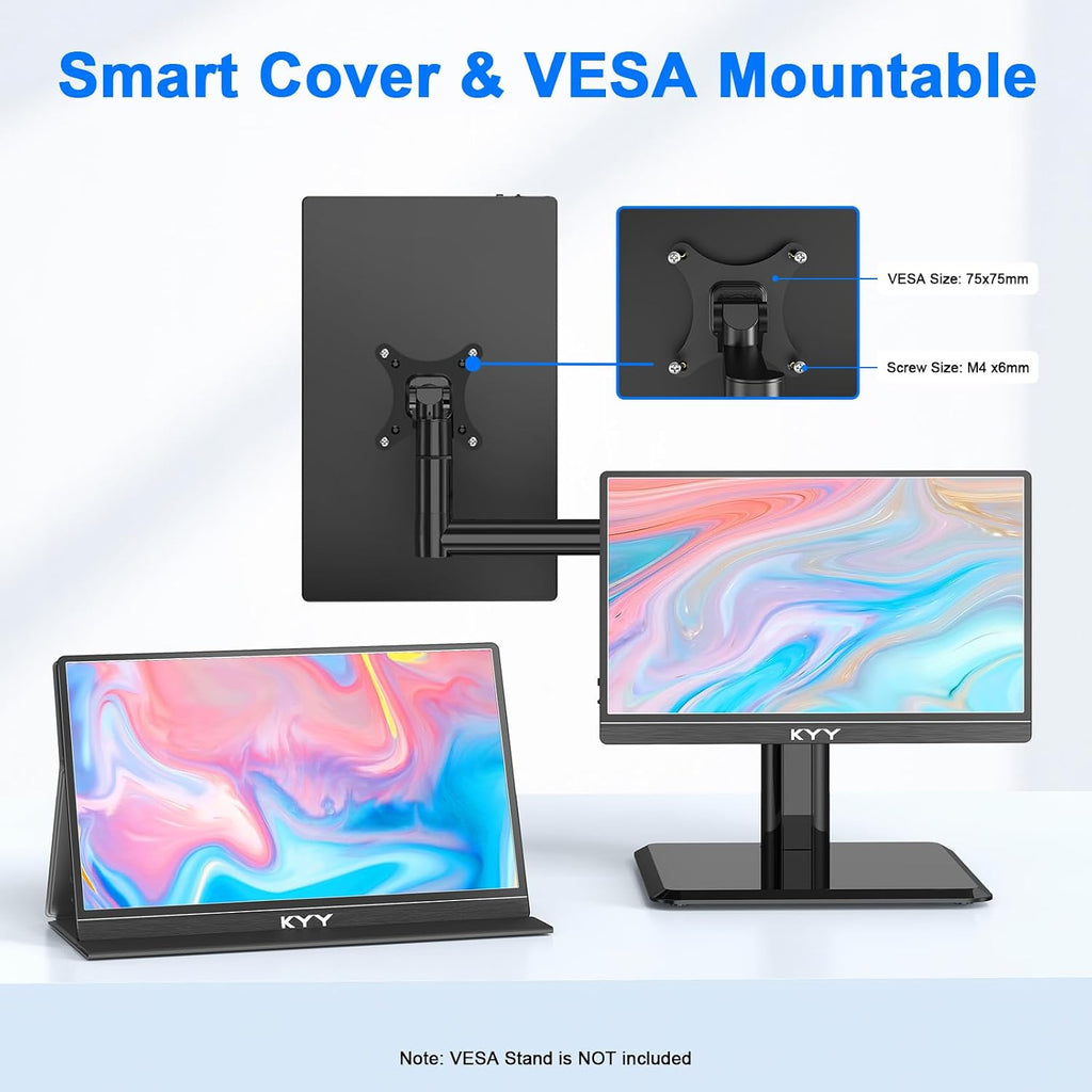 KYY 14' Portable Monitor and 15.6' Portable Triple Laptop Screen Extender for Mac/Wins/Chrome