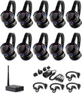Professional Silent Disco LED Wireless Headphones and RF LED Silent Disco Earphones for iPod MP3 DJ Music Pary Club (10 Headphone + 1 Transmitter)