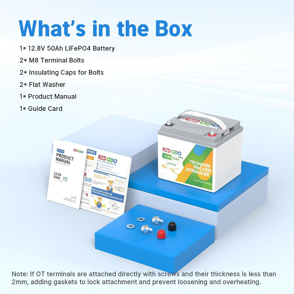 Redodo 12.8V 50Ah Lithium Portable LiFePO4 Battery, Ideal Replacement for 12V 100Ah AGM SLA Battery, Built-in BMS, 4000-8000 Cycles & 10-Year lifetime, Perfect for RV, Camper, Security Devices, etc.