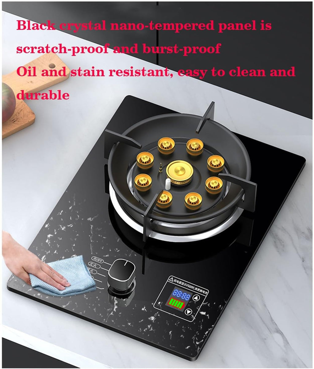 Gas Cooktop 1 Burner, 5.2KW 9-Chamber Fire Ring Wok Burner with Flameout Protection Timer, Anti-Gas Leakage Flame Protection, LPG/Natural Gas Kit (Size : LPG)