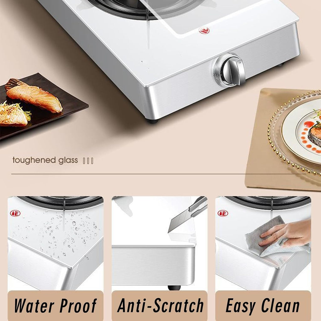 Household Single Burner,Nine-cavity Desktop Tempered Glass Gas Stove,Natural Gas/liquefied Gas Gas Stove,Flameout Protection (Size : NG)