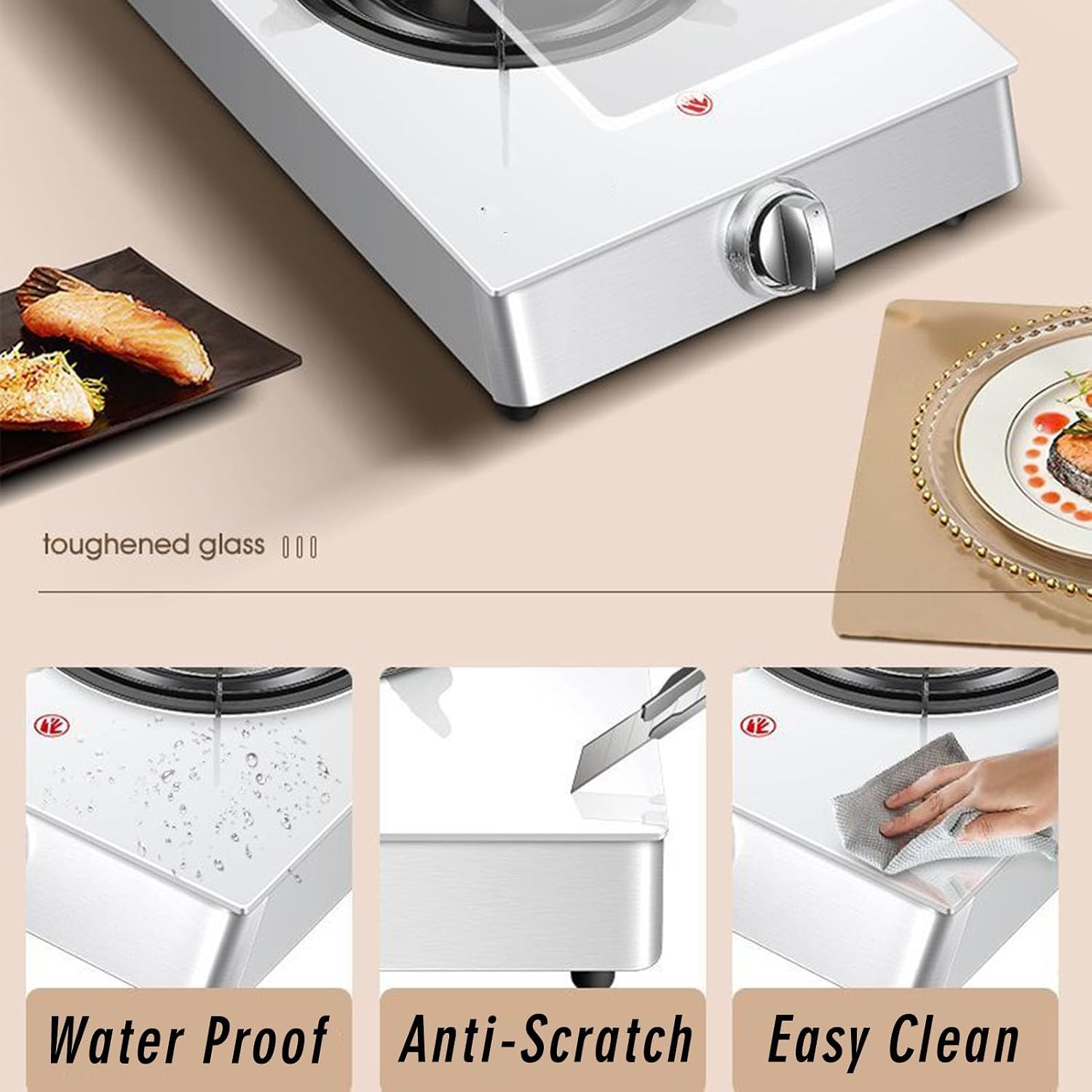 Household Single Burner,Nine-cavity Desktop Tempered Glass Gas Stove,Natural Gas/liquefied Gas Gas Stove,Flameout Protection (Size : NG)