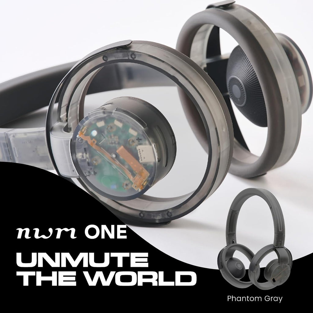 nwm ONE Wireless Open-Ear Headphones | Prevents Sound Leakage with PSZ Technology (Bone Conduction Alternative) | Bluetooth 5.3 | Multipoint | 20-Hour Battery Life with Microphone | Phantom Gray