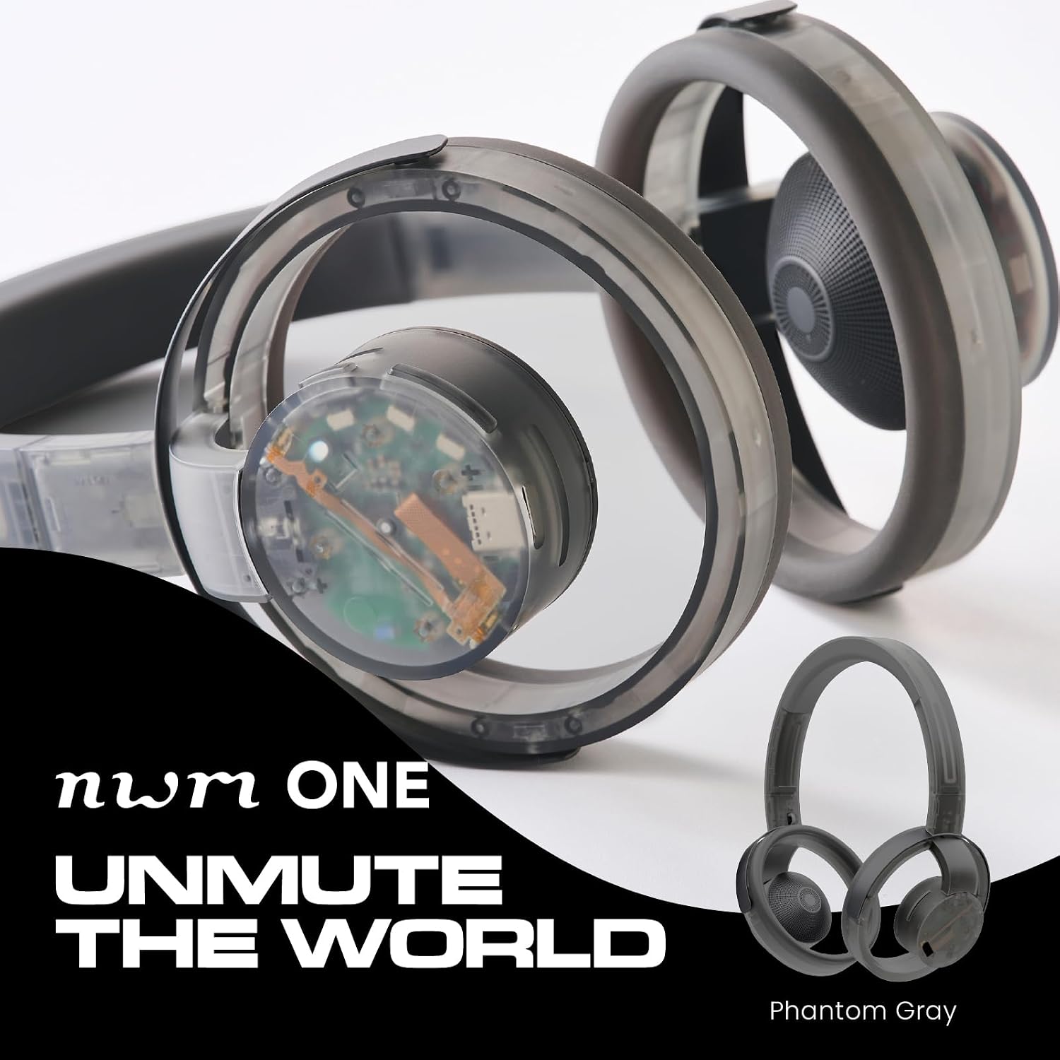 nwm ONE Wireless Open-Ear Headphones | Prevents Sound Leakage with PSZ Technology (Bone Conduction Alternative) | Bluetooth 5.3 | Multipoint | 20-Hour Battery Life with Microphone | Phantom Gray