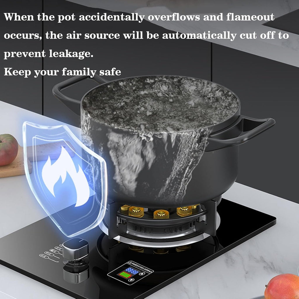 Gas Cooktop 1 Burner, 5.2KW 9-Chamber Fire Ring Wok Burner with Flameout Protection Timer, Anti-Gas Leakage Flame Protection, LPG/Natural Gas Kit (Size : NG)
