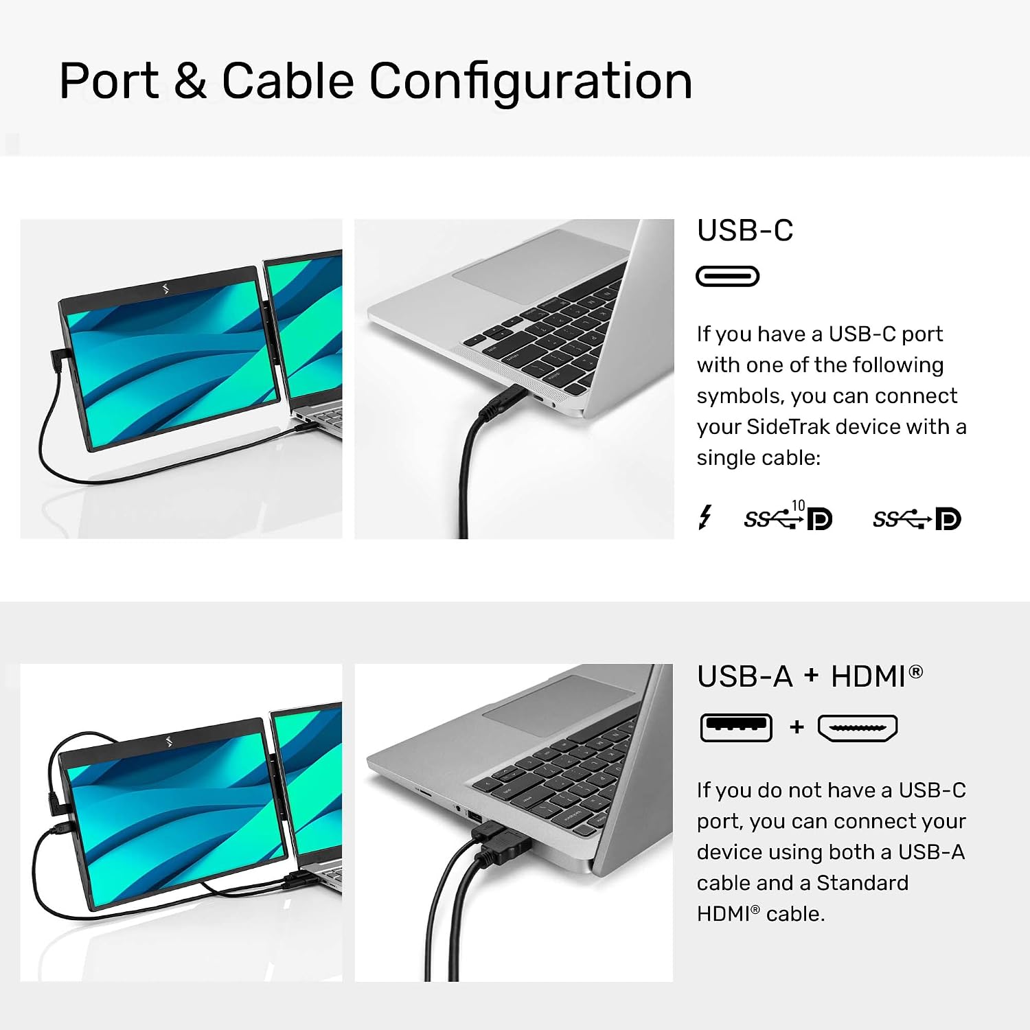 SideTrak Swivel 14' Attachable Portable Monitor Extender, FHD TFT Laptop Dual Screen with Kickstand + Unique Swivel Hinge, Compatible with Mac, PC, Chrome, Powered by USB® / Mini HDMI Port - 10 Pack
