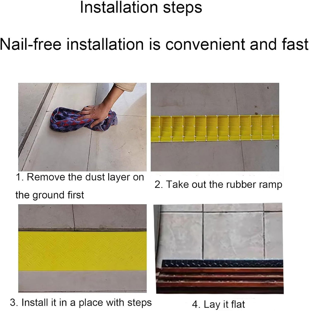 Solid Rubber Ramp Portable Curb Step Pad, Ramps Pad, Threshold Ramp Suitable for Wheelchair, Bicycle, Scooter, etc.(100 * 4 * 9cm/39.3 * 1.5 * 3.5in)