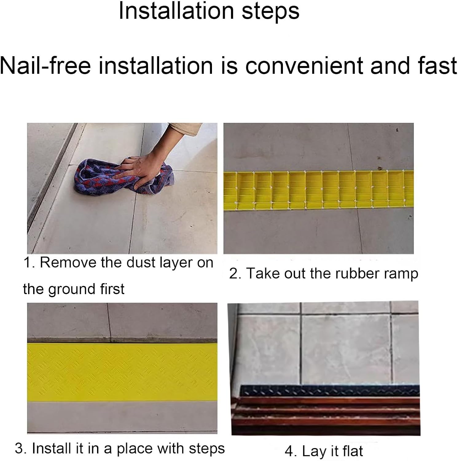 Solid Rubber Ramp Portable Curb Step Pad, Ramps Pad, Threshold Ramp Suitable for Wheelchair, Bicycle, Scooter, etc.(100 * 4 * 9cm/39.3 * 1.5 * 3.5in)
