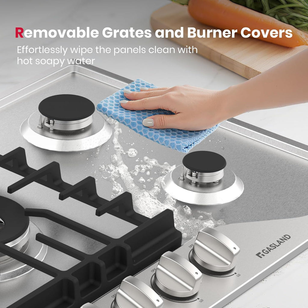 GASLAND 36 Inch Gas Cooktop, PRO GH2365SF 5 Italy Sealed Burner Propane Stovetop, NG/LPG Convertible Gas Cooktops, Plug-in with Thermocouple Protection, CSA Certified, Stainless Steel