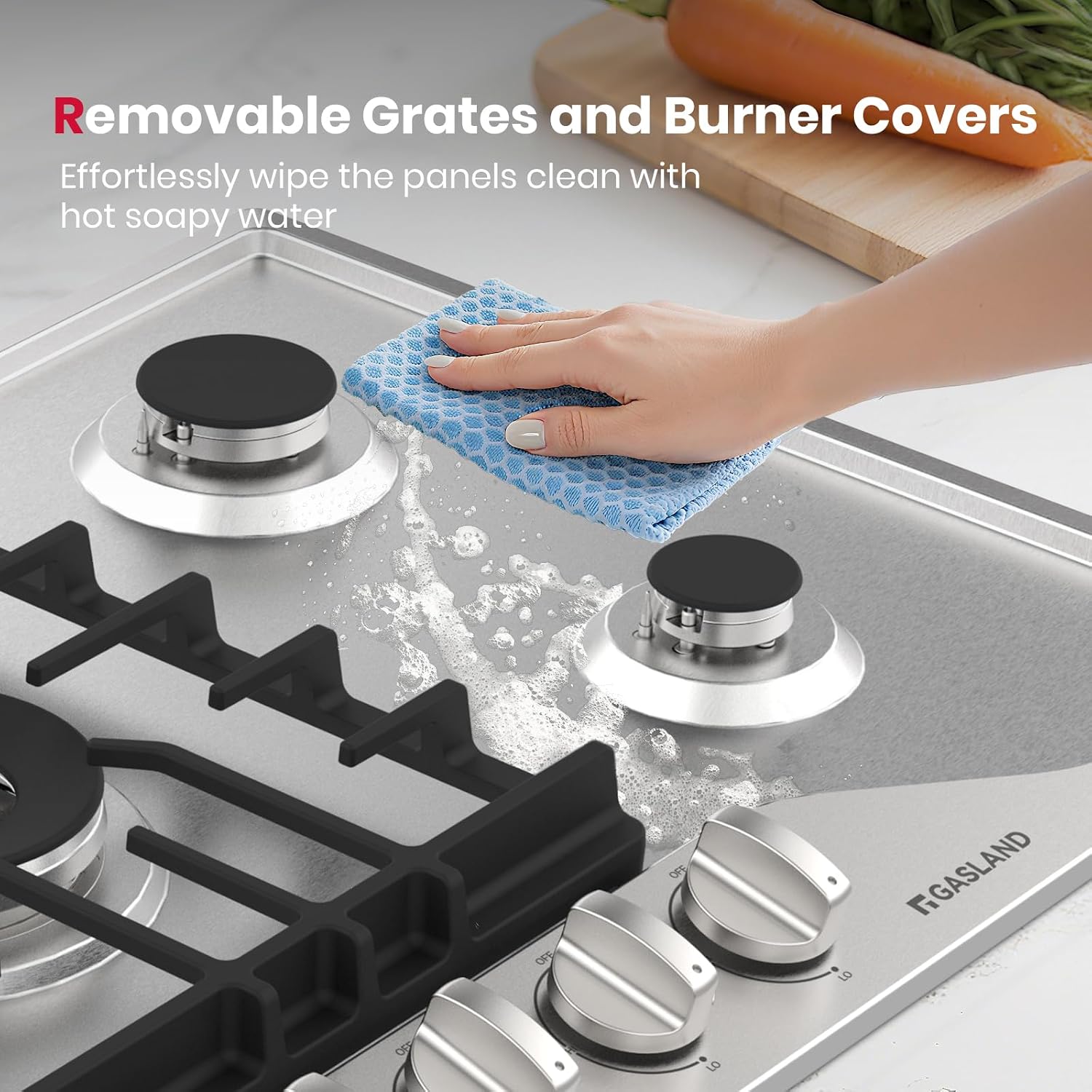 GASLAND 36 Inch Gas Cooktop, PRO GH2365SF 5 Italy Sealed Burner Propane Stovetop, NG/LPG Convertible Gas Cooktops, Plug-in with Thermocouple Protection, CSA Certified, Stainless Steel