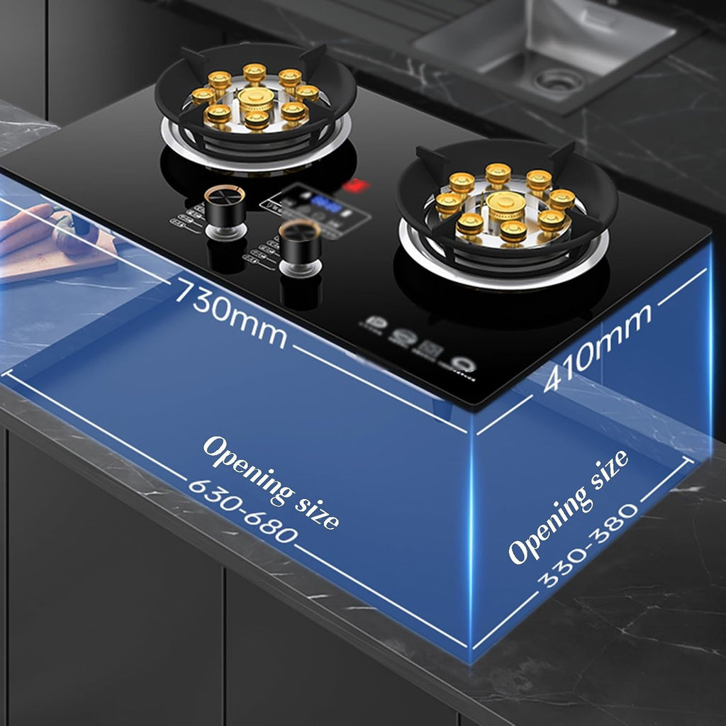 Single Burner Gas Stove,Double Nine-Chamber Fierce Fire Stove with Flameout Protection and Energy-Gathering Windproof Stove Rack(NG)