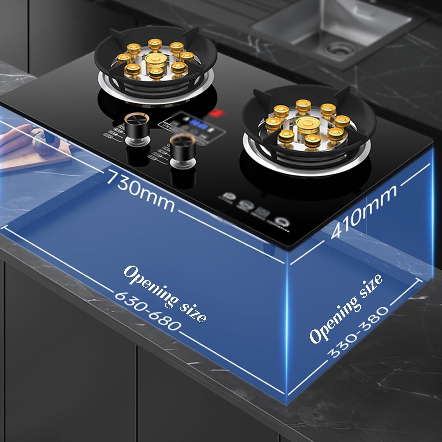 Single Burner Gas Stove,Double Nine-Chamber Fierce Fire Stove with Flameout Protection and Energy-Gathering Windproof Stove Rack(NG)