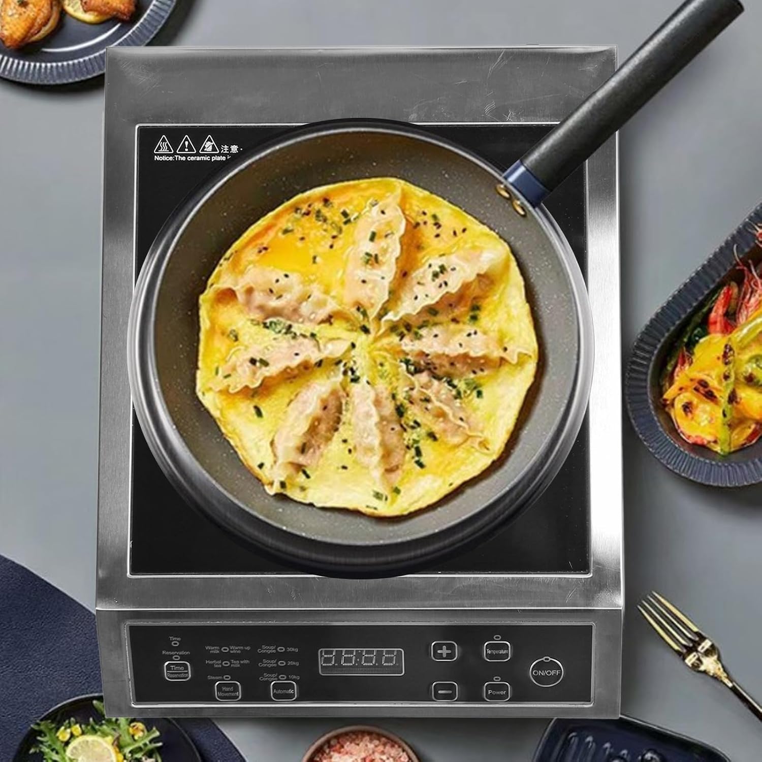 3500W Portable Induction Cooktop, Fast Heating Easy Countertop Burner with Smart Touch Panel for Home Kitchen Cooking BBQ (US Plug 110V)