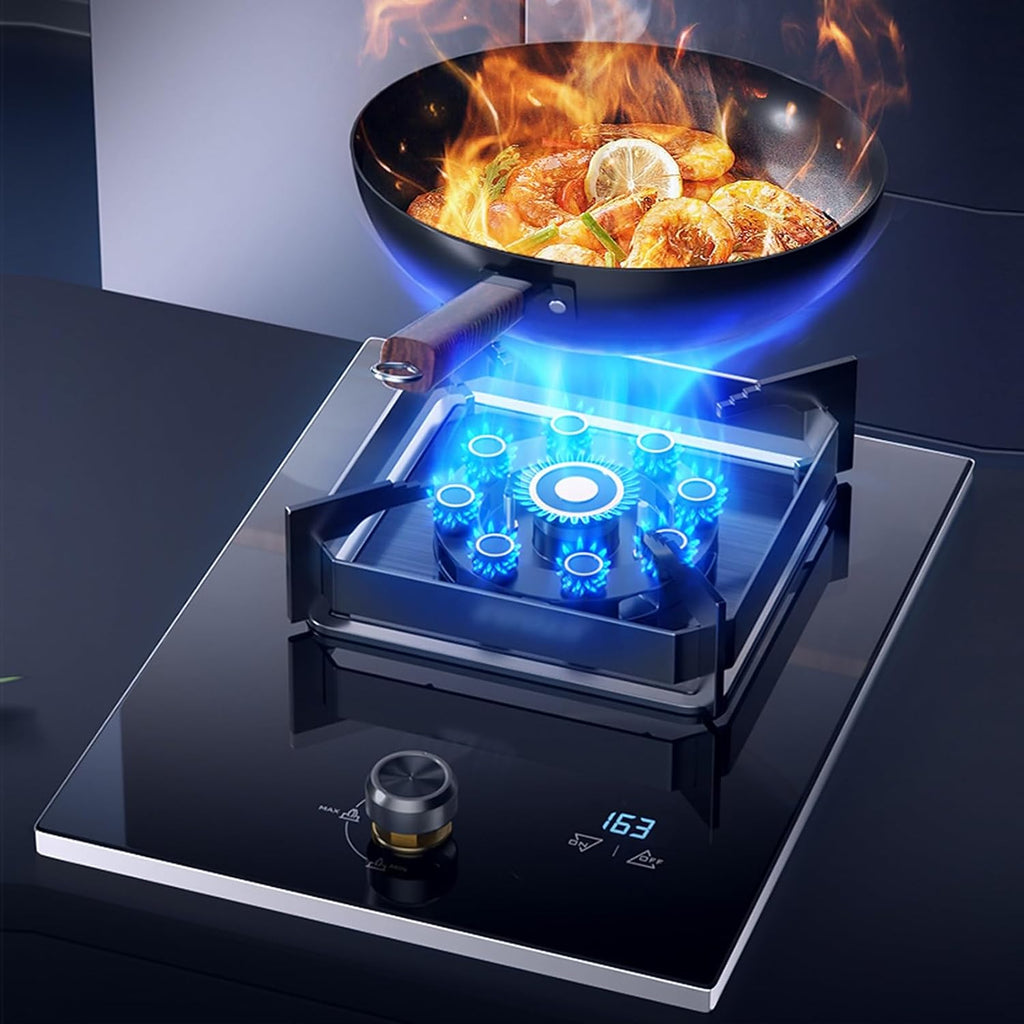 Gas Cooker 1 Burner,8.5KW Nine-Cavity High-fire Timer,Gas/LP Gas Conversion Stove,with Flameout Protection,for Home Kitchen Motor Home Camp(LPG)