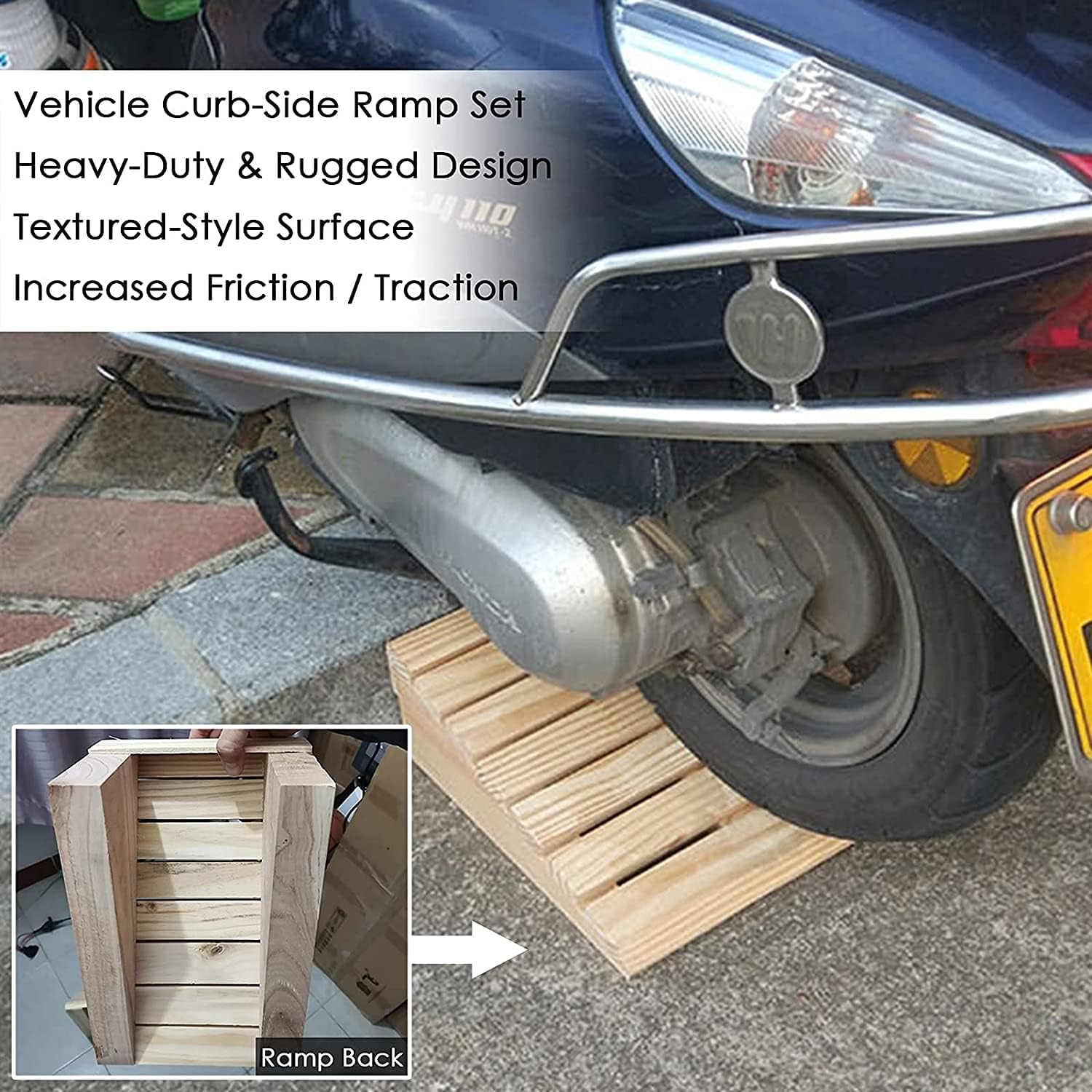 Curb Ramp for Driveway, Door Threshold Ramp Wood/Large Entryway Transition Ramp, Portable Non Slip Home Slope for Moving(70x33x10cm (27.5x13x4in))