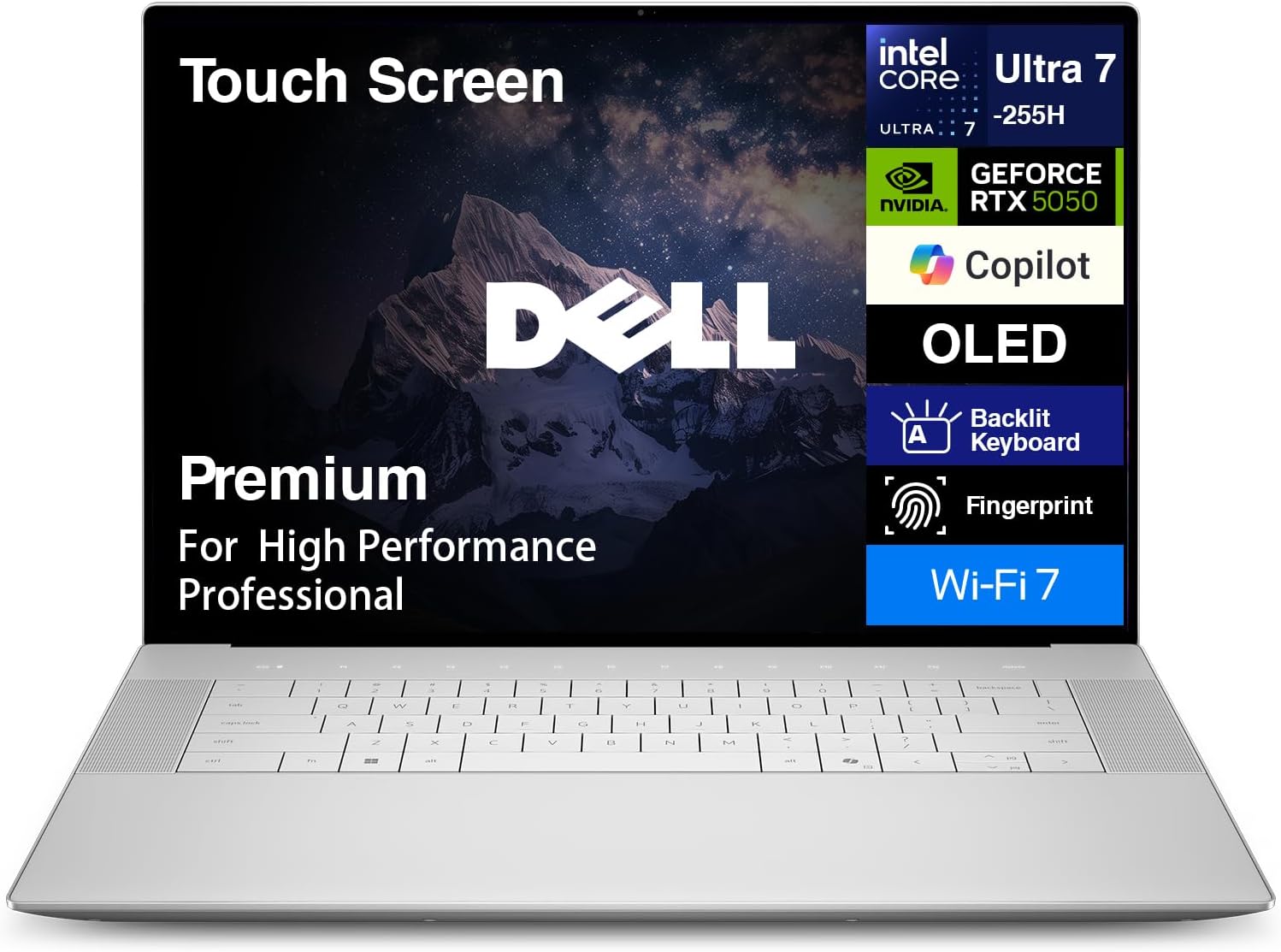 Dell Premium 16 (Previously XPS 16) High Performance Laptop, 16.3' 4K OLED Touchscreen 15th Gen (Intel Ultra 7-255H, 32GB LPDDR5X, 1TB M.2 SSD, GeForce RTX 5050, Fingerprint, Backlit KB, Win 11 Pro)