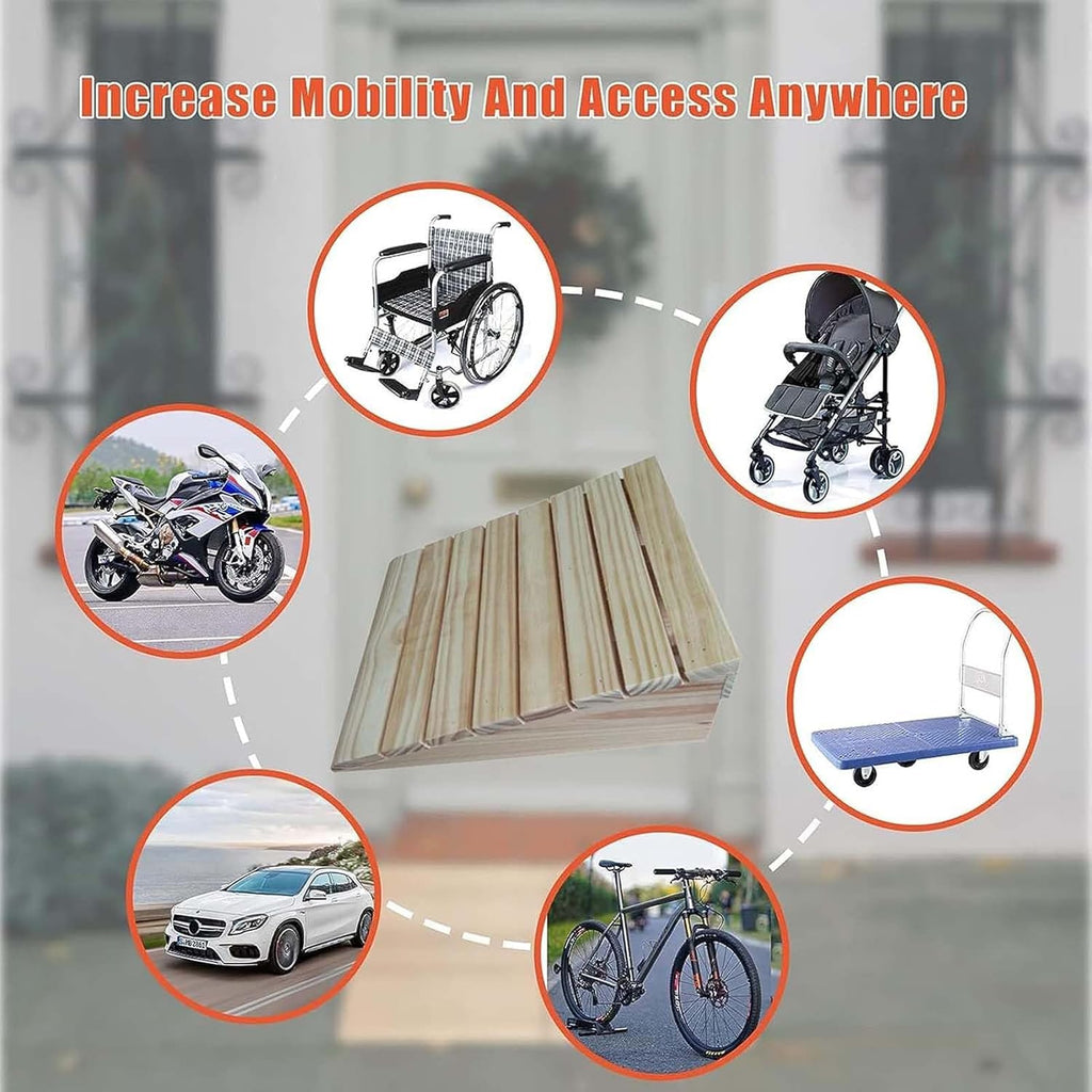 Loading Ramps, Threshold Ramp, Rise Wooden Threshold Ramps for Doorways, Non Slip Curb Ramp for Pets/Kids/Elderly/Disabled Entryway Ramp Wheelchair Ramp