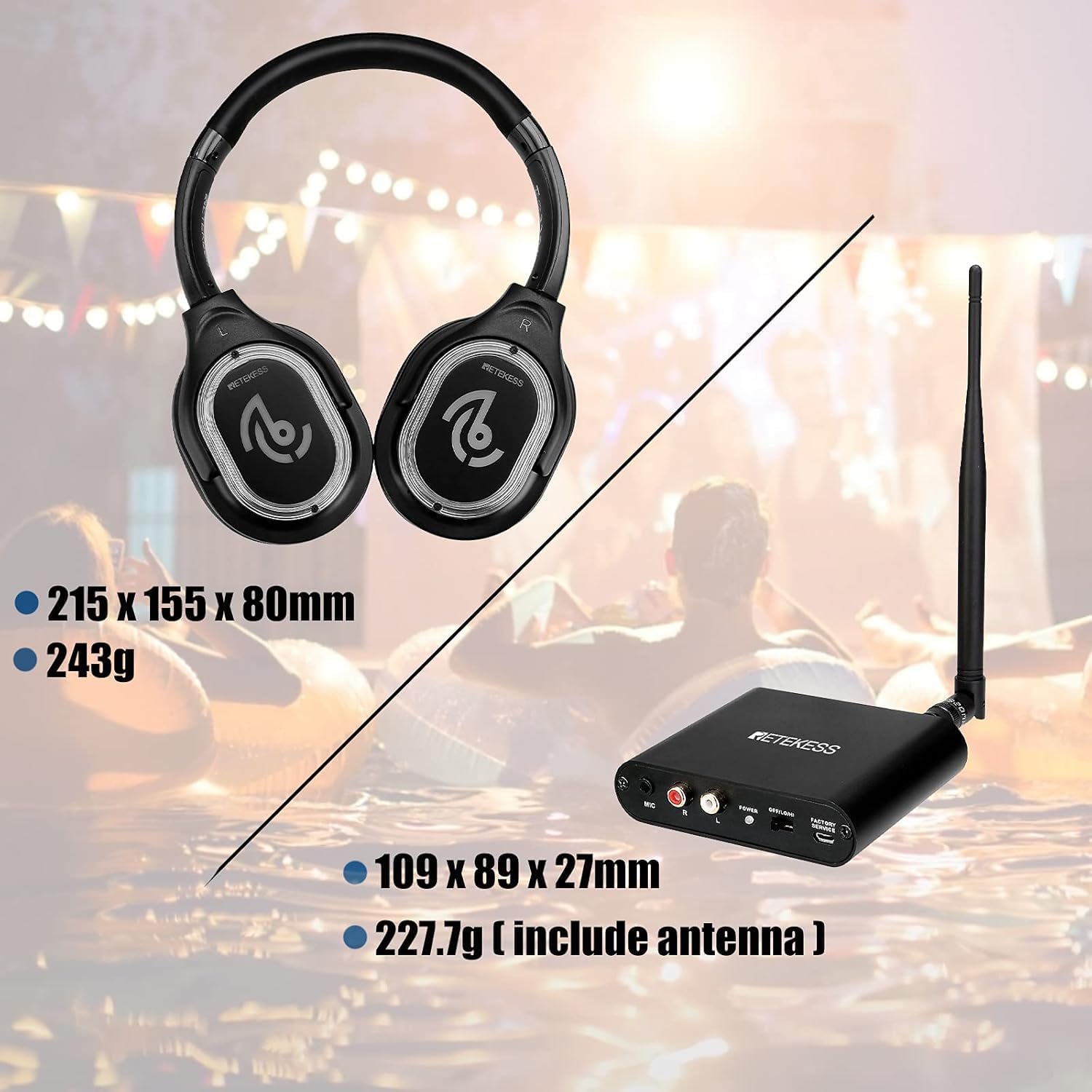 Retekess TA003 Silent Disco Headphone System (1 Transmitter)