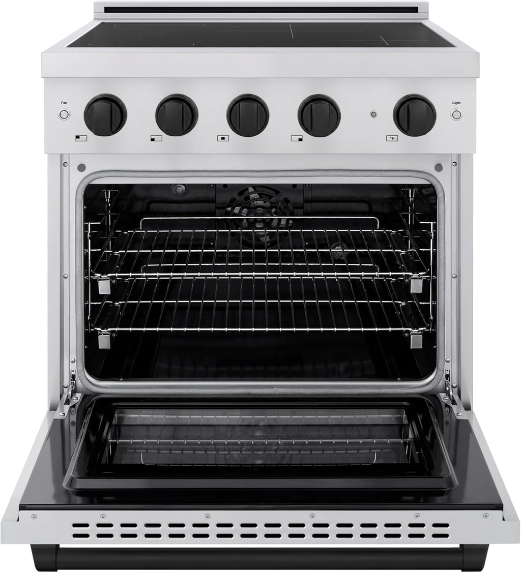 ZLINE Autograph Edition 30 in. 4.2 cu. ft. Paramount Induction Range with 4 Element Cooktop and Electric Convection Oven in Stainless Steel with Matte Black Accents (SINRZ-30-MB)