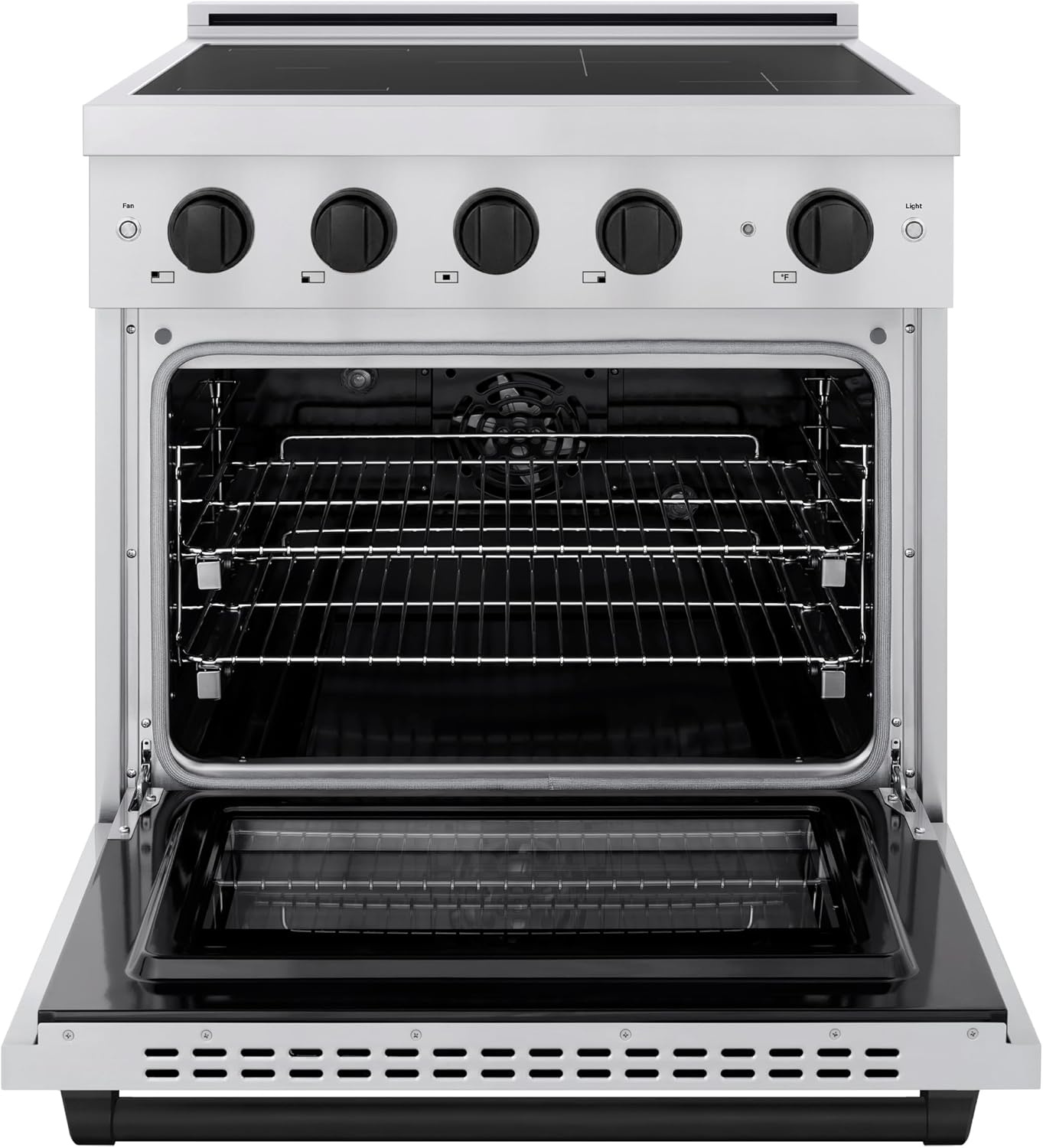 ZLINE Autograph Edition 30 in. 4.2 cu. ft. Paramount Induction Range with 4 Element Cooktop and Electric Convection Oven in Stainless Steel with Matte Black Accents (SINRZ-30-MB)