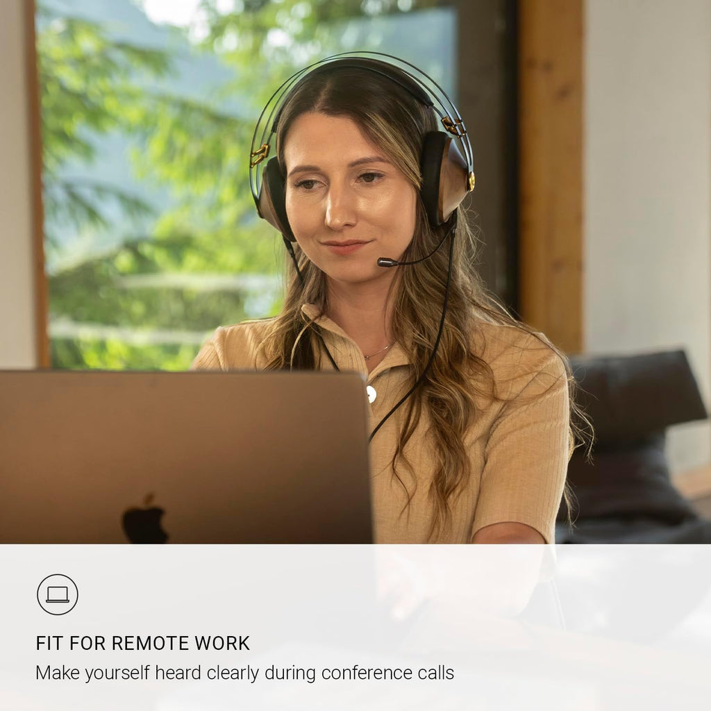 MEZE AUDIO | 99 Classics Walnut Gold & Boom Mic Headset | Wired Over-Ear Headphones with Boom Microphone and Self Adjustable Headband | Closed-Back Headset for Gaming | Remote Work | Audiophiles