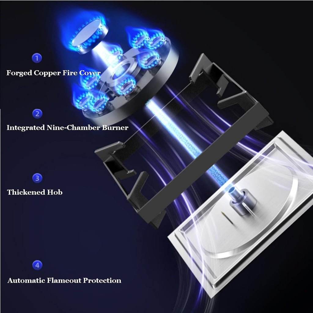 Propane Stove,2 Burners Portable Propane Stove,tempered Glass Gas Cooktop,Maximum 17060BTU Suitable for Home Kitchens and Dining Rooms (Color : NG, Size : Style 1)