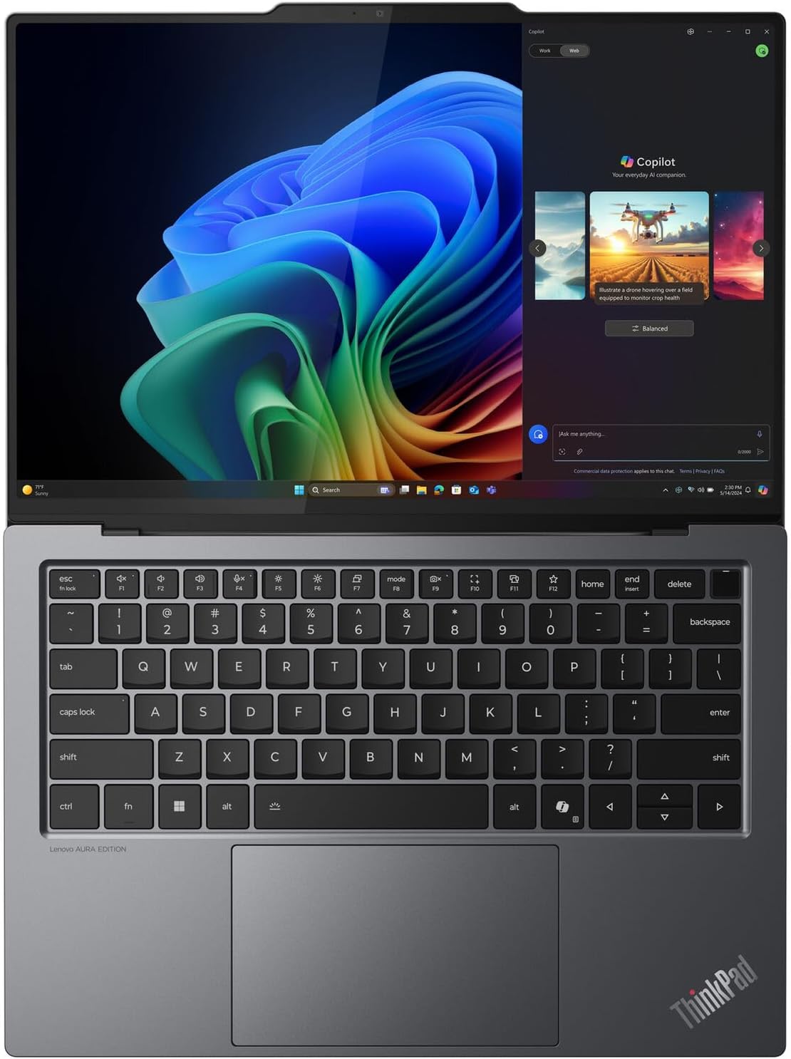 Lenovo ThinkPad X9, 14 Aura Edition Copilot +PC, Intel Ultra 7 258V, 14' FHD (1920 x 1200) OLED AG/AR HDR500, 32GB DDR5, 2TB SSD, 1080P IR Camera, WiFi 7.0, Win 11 Pro - Grey