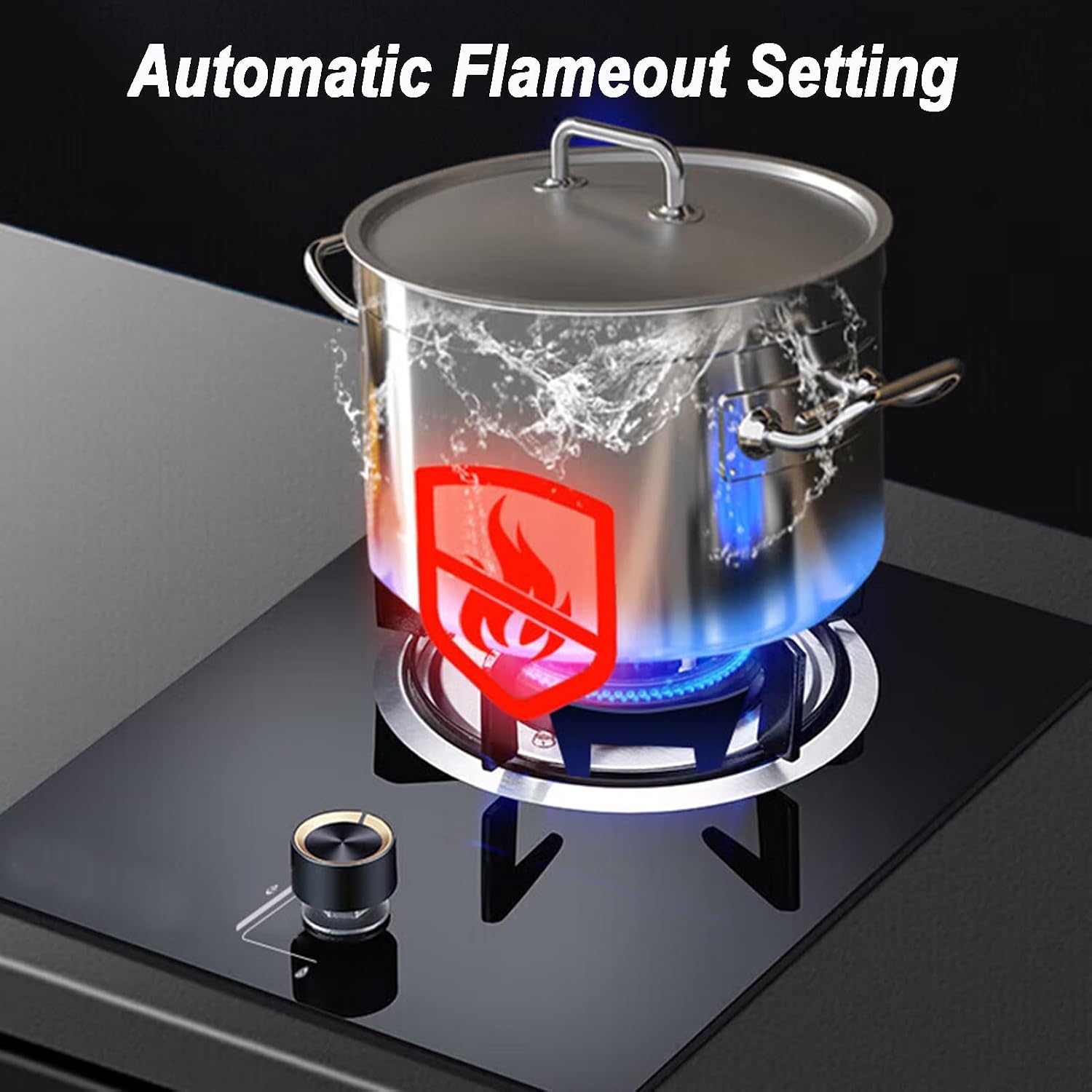 Gas Stove Single Burner,5.2KW High Flame Burner,Tempered Glass Cooktop,NG/LPG Convertible Stove,Desktop Embedded Dual-Purpose,with Flameout Protection(LPG)