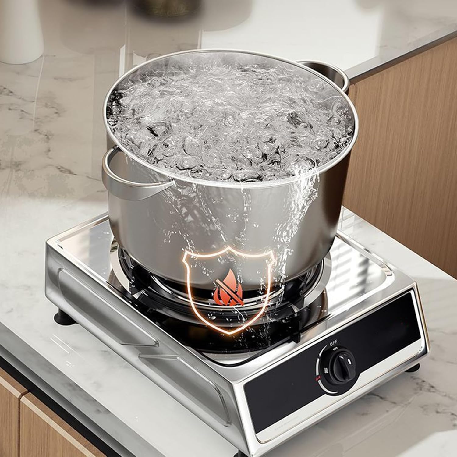 Single Burner Gas Stove,High Pressure Single Propane Burner,Countertop Cooking Stove Range Commercial Stainless Steel Gas Stock Pot(NG)