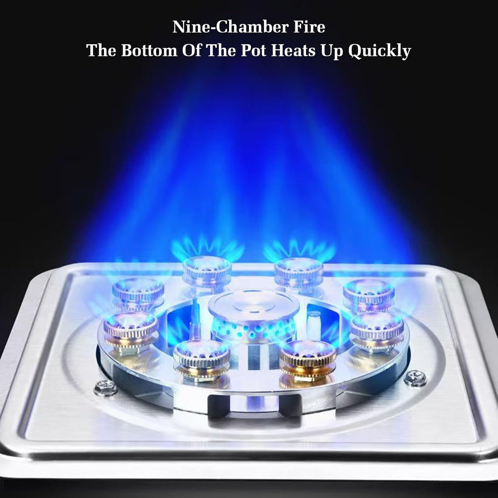 43cm Gas Cooktop,1 Burner Gas Stove,5.2KW 9 Cavity High-fire Timer,Tempered Glass Cast Iron Pot Rack,with Flameout Protection,for Home Kitchen(LPG)