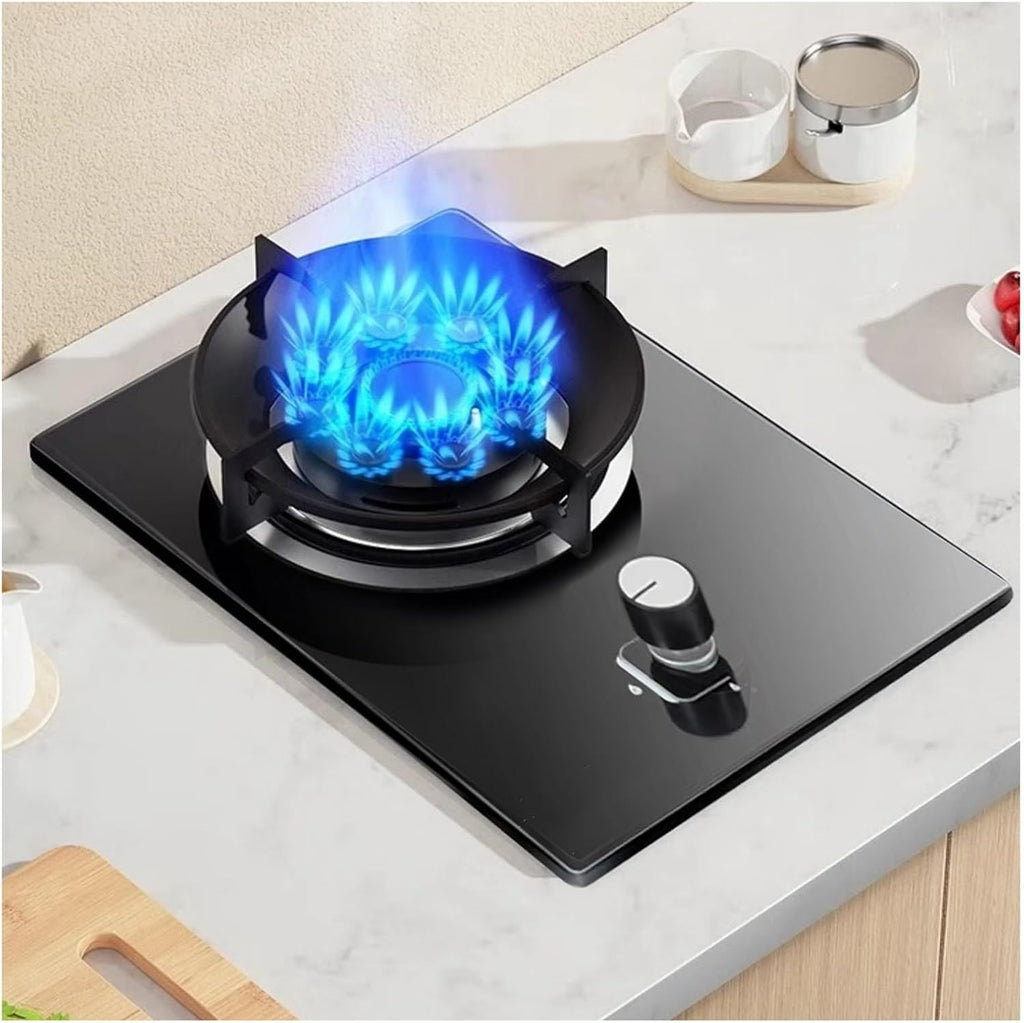 Gas Cooker 1 Burner,5.0KW Camping Gas Cooker,Kitchen Counter Top Stove,Tempered Glass Cast Iron Pot Rack,with Flameout Protection,for Home Kitchen(LPG)
