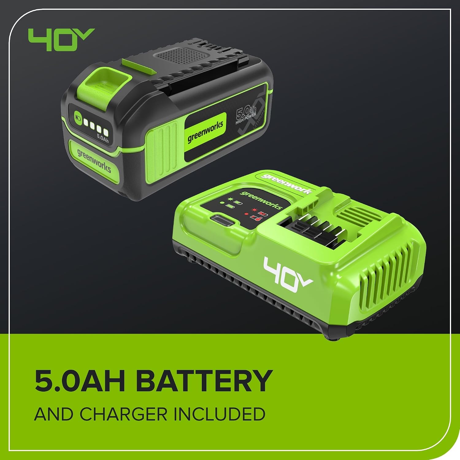 Greenworks 40V 15-Inch 2-in-1 Dethatcher & Scarifier, 5.0Ah Battery & Rapid Charger Included, Brushless Motor, 5-Position Depth Adjustment