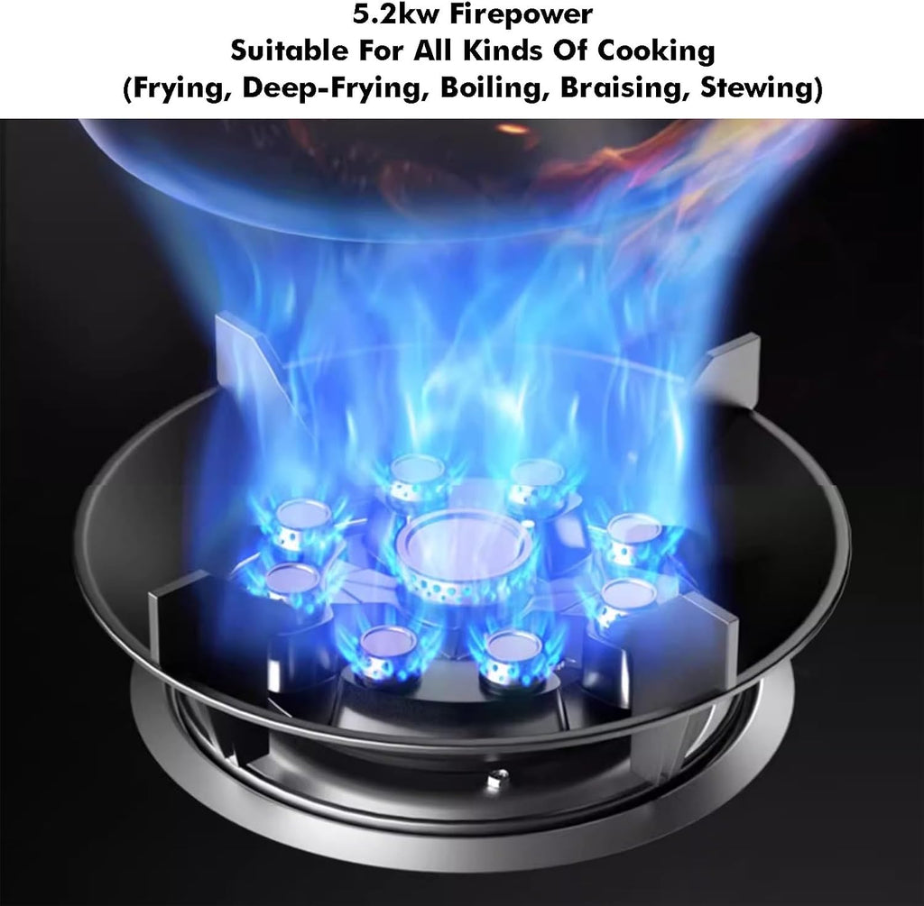 Portable Gas Stove 1 Burner,7.2KW Nine-Cavity High-fire Timer,Kitchen Counter Top Stove,with Flameout Protection,for Natural Gas/liquefied Petroleum Gas(NG)