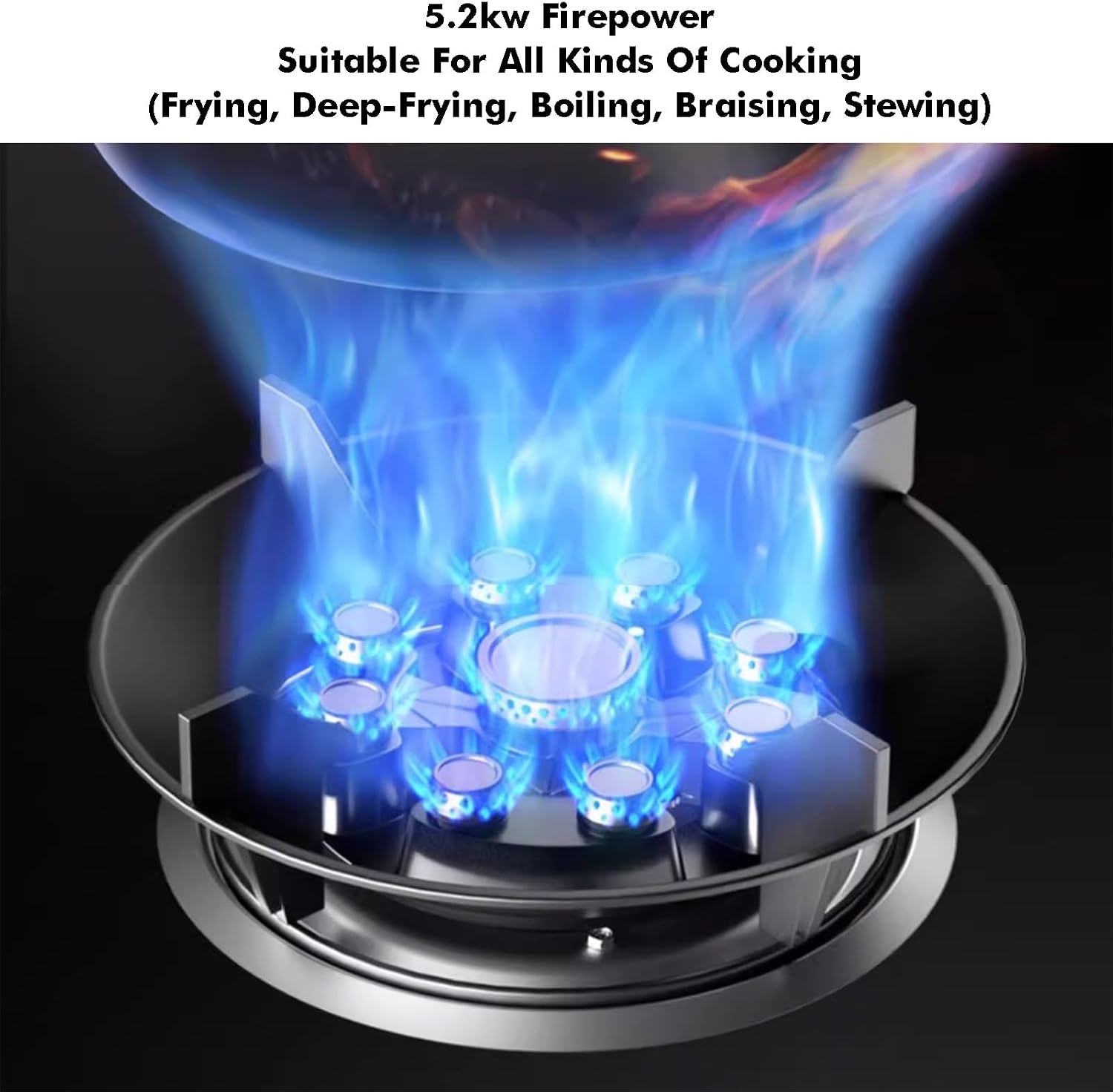 Portable Gas Stove 1 Burner,7.2KW Nine-Cavity High-fire Timer,Kitchen Counter Top Stove,with Flameout Protection,for Natural Gas/liquefied Petroleum Gas(NG)
