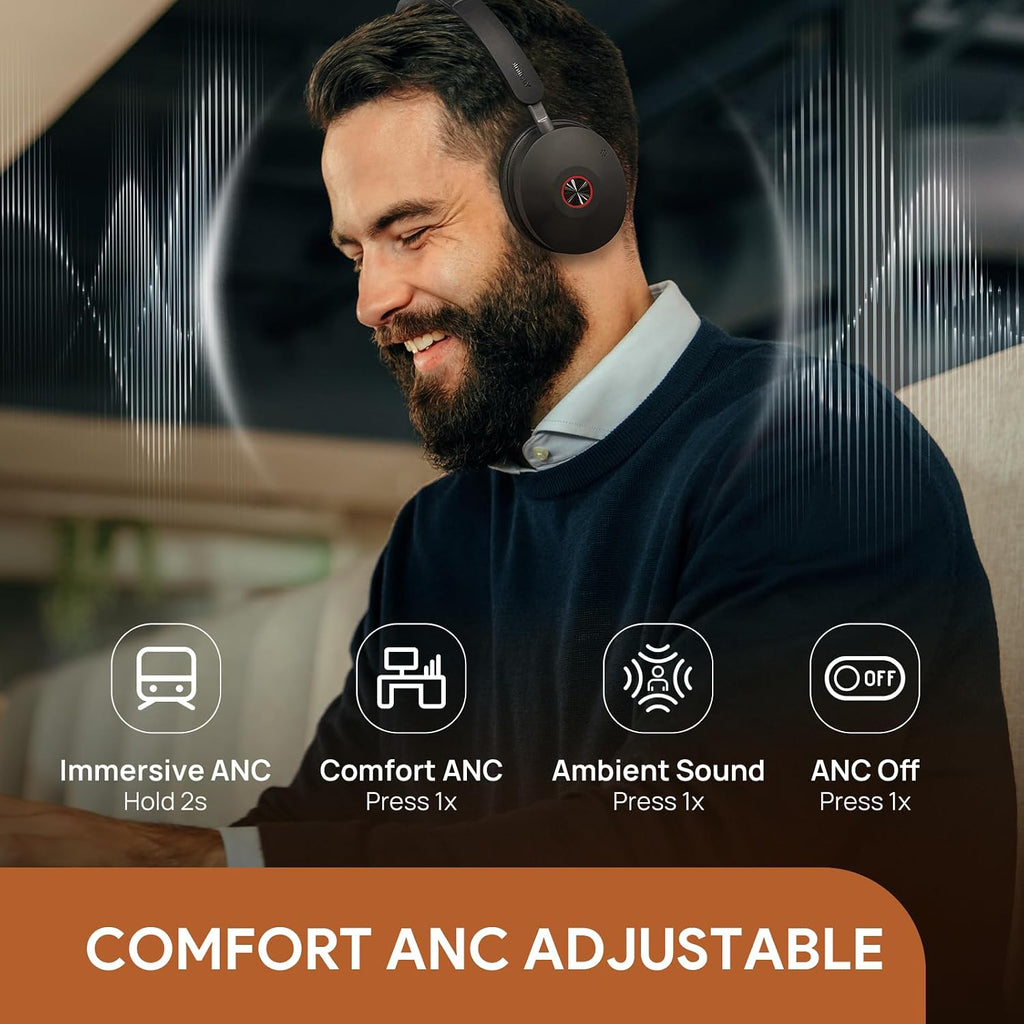 Yealink BH74 ANC Wireless Headset with Mic for Work, Bluetooth Headset Noise Cancelling with 6 AI Microphone,32H Battery Life & Mute Button,Microsoft Teams Premium Open Office Certified,UC Compatible