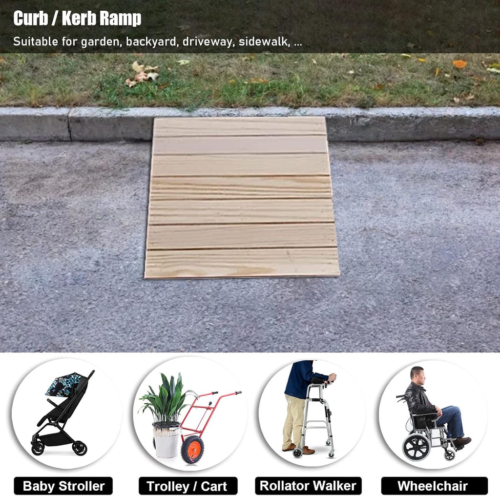 JYDQM Portable Driveway Ramp Non-Slip Wood Threshold/Curb Ramps for Driveway Front Door Steps, Portable Mobility Wheelchair/Car Slope, 5'/6'/7'/8' Rise(Size:60x38.8x15cm/23.6x15.3x6in)