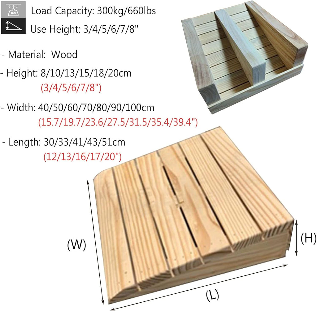 Katzowen Threshold Ramp Driveway 3/4/5/6/7/8 Inch Curb Steps Ramp, Wood Threshold Ramps for Home/Front Door/Patio, Entry Transition Ramp for Wheelchairs Walkers Motorcycle(40x30x8cm (15.7x12x3in))
