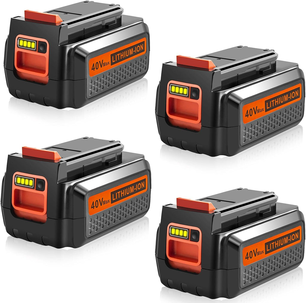 PENGJBATTER 4 Packs 40V 3000mAh Long-Lasting Battery Compatible for Black and Decker 40V Lithium Battery LBXR36 LBX2040 LBX2540 LBXR2036, Compatible with Black and Decker 40 Volt Power Tools