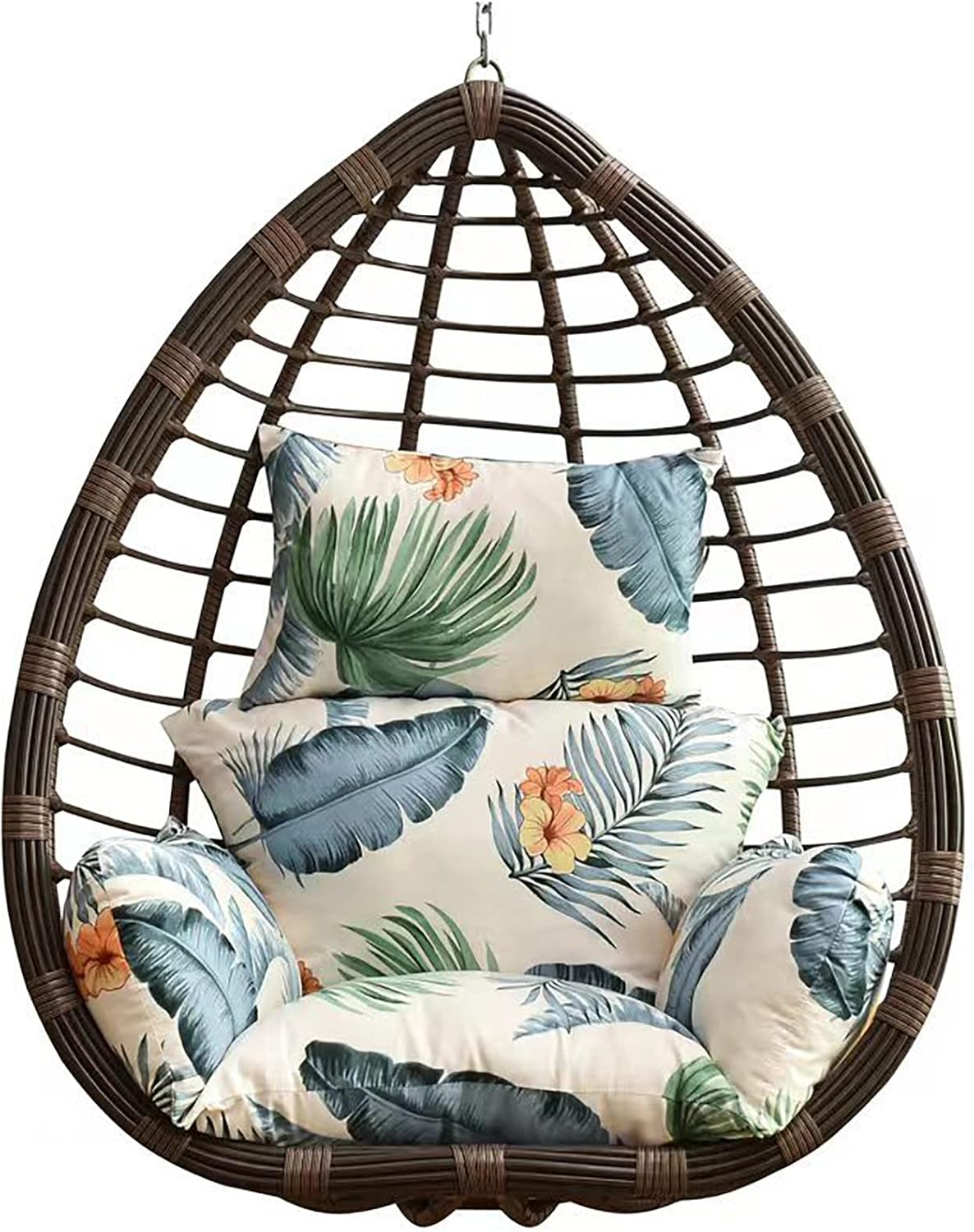 HUHJYUGE Egg Chair Cushion Only, Outdoor Hanging Swing Chair Seat Cushion Replacement, Thicken Waterproof Washable Hammock Chair Cushion with Headrest and Armrests, for Garden