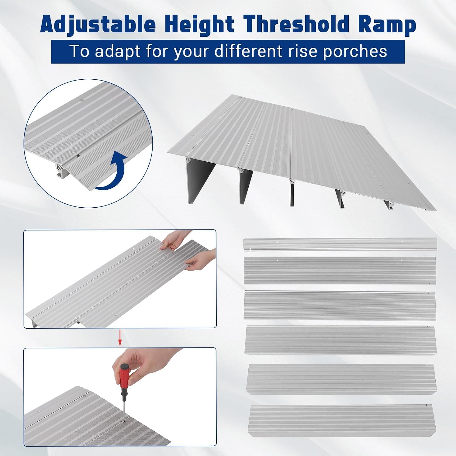 3' Rise Door Threshold Ramp,Aluminum Alloy Entry Ramp for Wheelchair Scooters Power Chairs Walkers