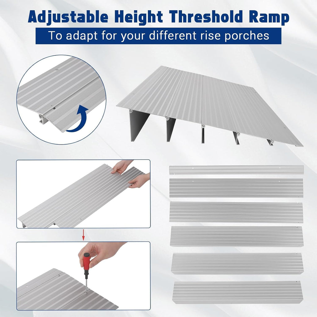 2' Rise Door Threshold Ramp,Aluminum Alloy Entry Ramp for Wheelchair Scooters Power Chairs Walkers
