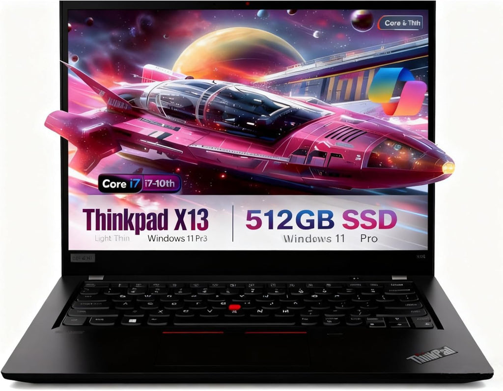 Lenovo ThinkPad X13 G1 Laptop, 13.3' HD Notebook, Intel i7-10510U, 8GB RAM, 512GB SSD, Windows 11 Pro (Renewed)