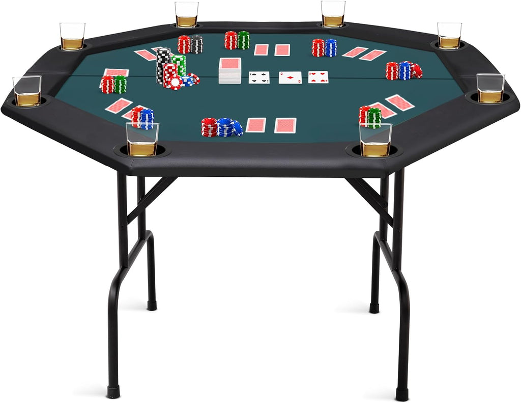 ZivPlay Poker Table Foldable Texas Holdem Poker Table Portable with Folding Legs for Card Game and Casino Gambling 8 Player Octagon (48)