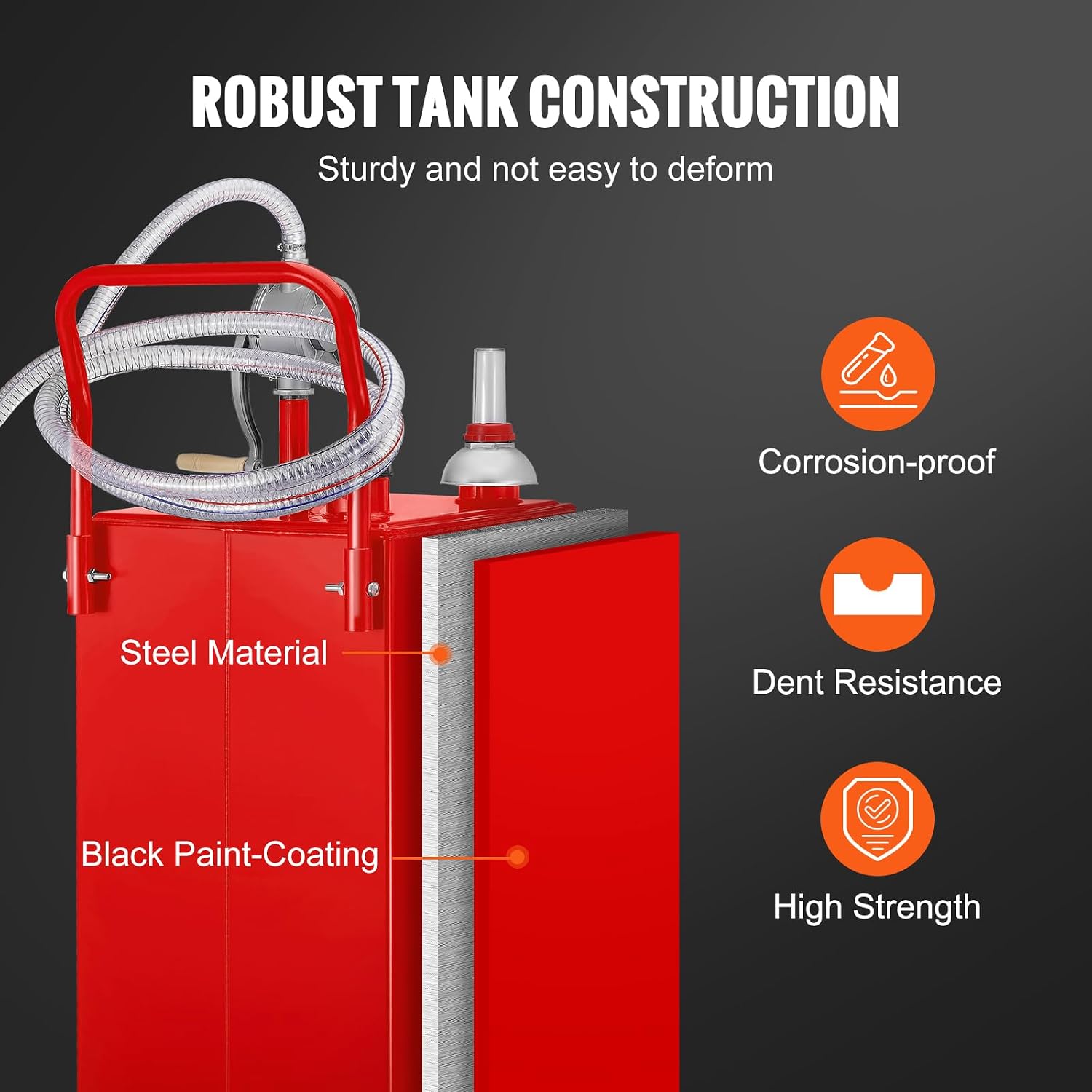 VEVOR 30 Gallon Fuel Caddy, Gas Storage Tank & 4 Wheels, with Manual Transfer Pump, Gasoline Diesel Fuel Container for Cars, Lawn Mowers, ATVs, Boats, More, Red